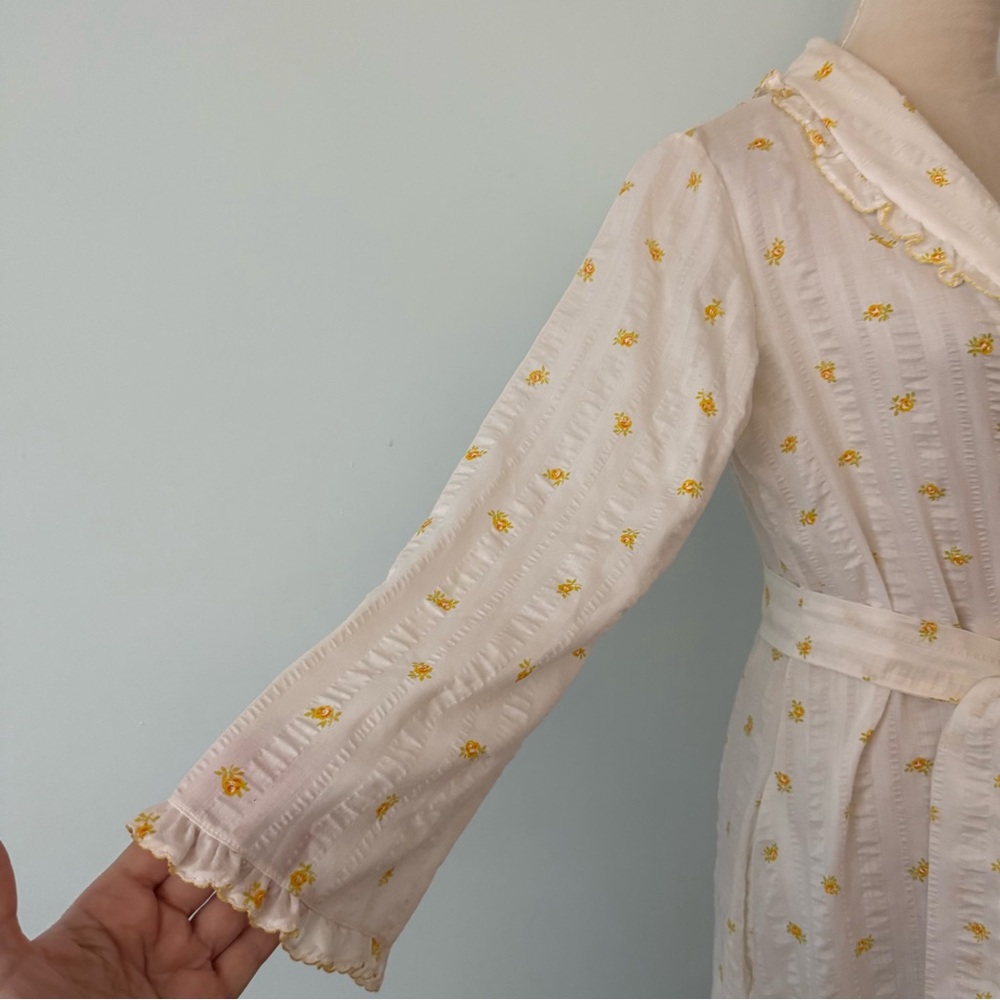 🌼 Vintage Miss Elaine Union Made Seersucker Wrap Dress Robe Sz S/M 🌼 - Picture 5 of 16
